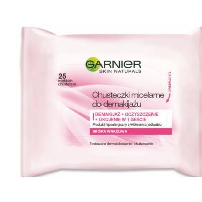 GARNIER Chusteczki do demakijażu do sk&oacute;ry wrażliwej, 25szt.