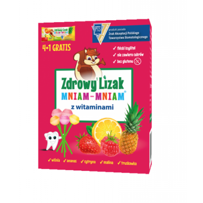Miniaturka artykułu - Zdrowy Lizak Mniam Mniam z witaminami - 5szt