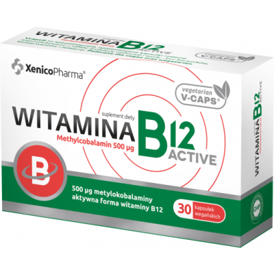 Miniaturka artykułu - Witamina B12 ACTIVE 500 mg, 30 kapsułek