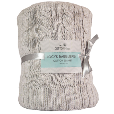 Miniaturka artykułu - BAMBOO LINE Koc Bawełniany Scandi 80x100 Jasny Szary 
