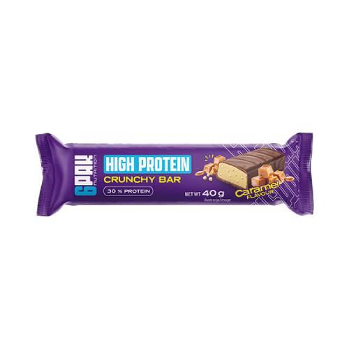 Miniaturka artykułu - 6Pak High Protein Crunchy Bar Baton proteinowy karmel, 40 g