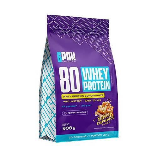 Miniaturka artykułu - 6Pak Nutrition 80 Whey Protein Słony karmel, 908 g
