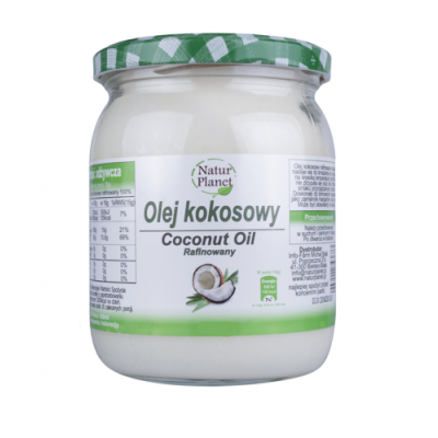 Miniaturka artykułu - Olej Kokosowy Rafinowany NaturPlanet - 450ml
