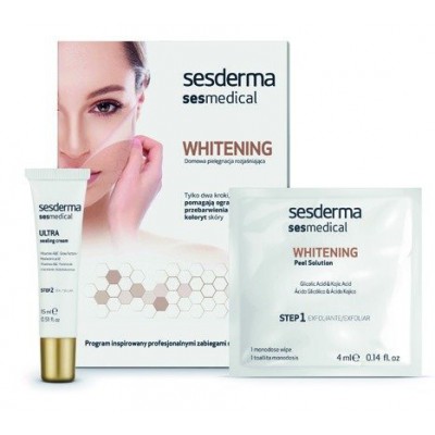 Miniaturka artykułu - SESDERMA WHITENING Domowa pielęgnacja rozjaśniająca Krem, 15 ml + chusteczki, 4 szt.