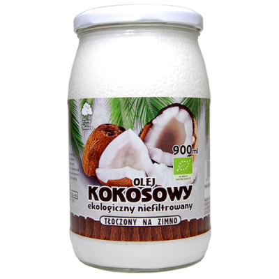 Miniaturka artykułu - Olej kokosowy EKO - 900ml DARY NATURY