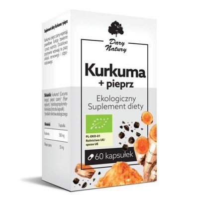 Miniaturka artykułu - Kurkuma+pieprz - 60kaps. DARY NATURY
