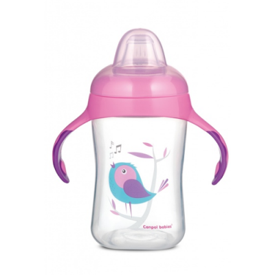 Miniaturka artykułu - CANPOLBABIES kubek treningowy 6m+ 300ml birds r&oacute;żowy - 1 szt.
