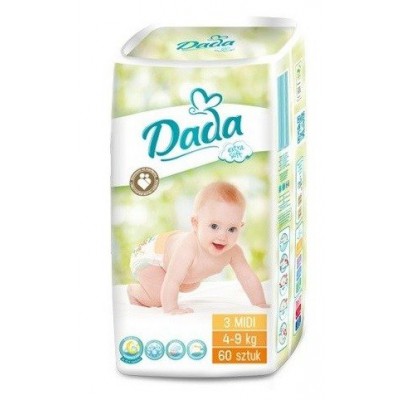 Miniaturka artykułu - DADA 3 MIDI pieluchy dla dzieci 4-9 kg - 60 szt.