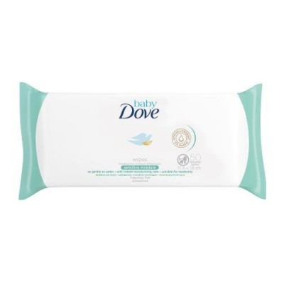 Miniaturka artykułu - DOVE Baby Sensitive Moisture Chusteczki pielęgnacyjne, 50 szt.