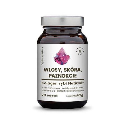 Miniaturka artykułu - AURA HERBALS Kolagen rybi NatiCol&reg; - włosy, sk&oacute;ra, paznokcie - ok. 90 tabletek 62 g