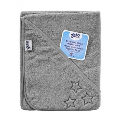 Miniaturka artykułu - XKKO ręcznik z bawełny organicznej z kapturem 90x90 silver