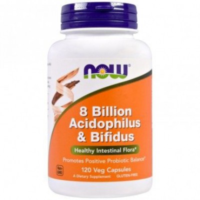 Miniaturka artykułu - NOW 8 BILLION Acidofilus i Bifidus - 120kaps.