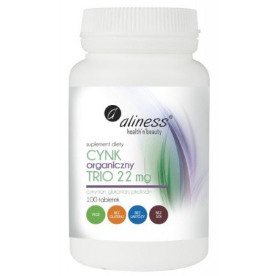 Miniaturka artykułu - ALINESS Cynk Organiczny Trio 22 mg - 100 tabletek