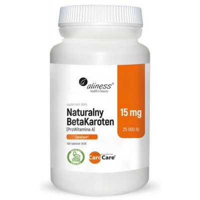Miniaturka artykułu - ALINESS Naturalny BetaKaroten 15 mg (ProWitamina A 25 000 IU) - 100 tabletek
