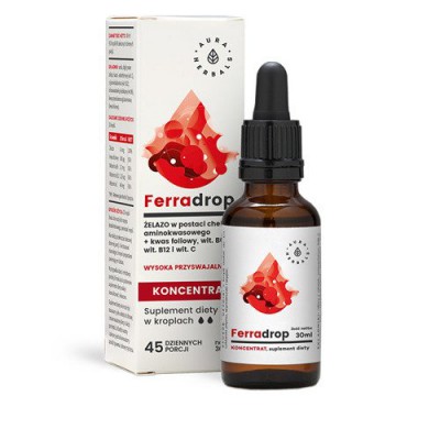 Miniaturka artykułu - Aura Herbals Ferradrop żelazo + kwas foliowy - 30ml