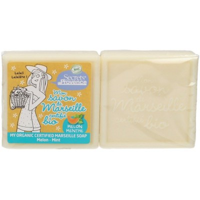 Miniaturka artykułu - Secrets de Provence mydło marsylskie melon-mięta - 2x100g 