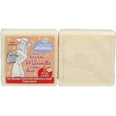 Miniaturka artykułu - Secrets de Provence mydło marsylskie słodka brzoskwinia - 2x100 g