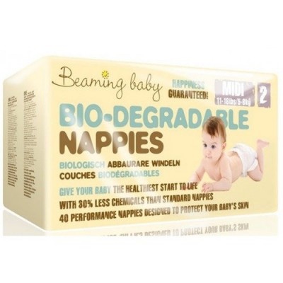 Miniaturka artykułu - BEAMING BABY Midi Nappies ekologiczne pieluszki jednorazowe 5-8 kg - 40 szt.
