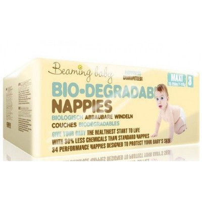 Miniaturka artykułu - BEAMING BABY Maxi Nappies ekologiczne jednorazowe pieluszki 7-11 kg - 34 szt.