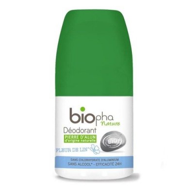 Miniaturka artykułu - BIOPHA Dezodorant ałunowy kwiat lnu - 50 ml