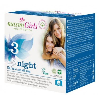 Miniaturka artykułu - MASMI GIRLS podpaski na noc - 10szt