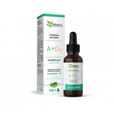 Miniaturka artykułu - Witaminy A + D3 krople - 30 ml Ekamedica