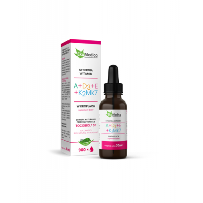 Miniaturka artykułu - Witamina A+D3+E+K2Mk7 krople - 30 ml Ekamedica