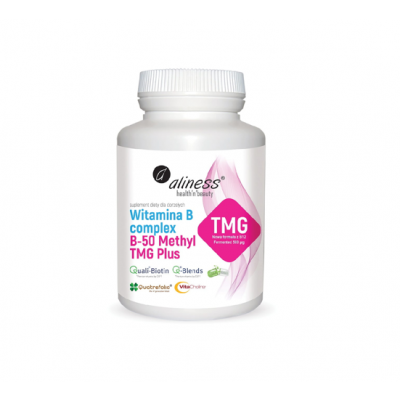 Miniaturka artykułu - ALINESS witaminaB-50 Complex methyl TMG plus - 100 kaps.