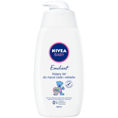 Miniaturka artykułu - NIVEA Baby Emolient Kojący żel do mycia ciała i włos&oacute;w, 500ml