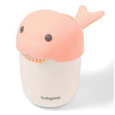 Miniaturka artykułu - BABYONO Kubek do mycia głowy WHALE 1344/03 r&oacute;żowy