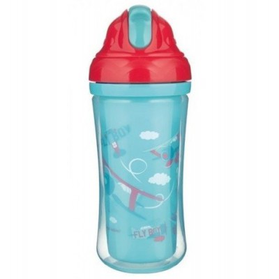 Miniaturka artykułu - CANPOL BABIES Bidon składana rurka turkusowe samoloty, 260ml 74/052