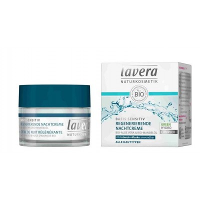 Miniaturka artykułu - Lavera Krem na noc regenerujący bio-aloes i bio-olej migdałowy, do wszystkich typ&oacute;w sk&oacute;ry, 50ml