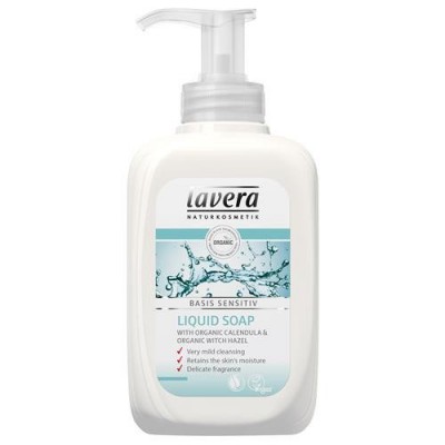 Miniaturka artykułu - Lavera Mydło w płynie z bio-nagietkiem i bio-oczarem wirginijskim, 300ml