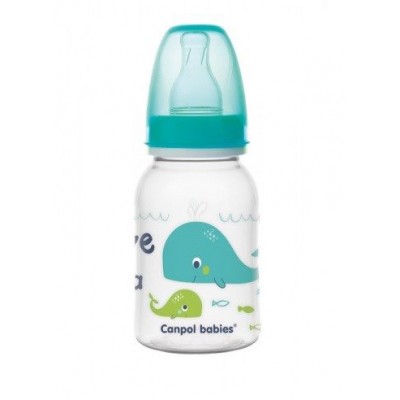 Miniaturka artykułu - CANPOL BABIES Butelka LOVE&SEA, 0m+ turkusowy, 120ml