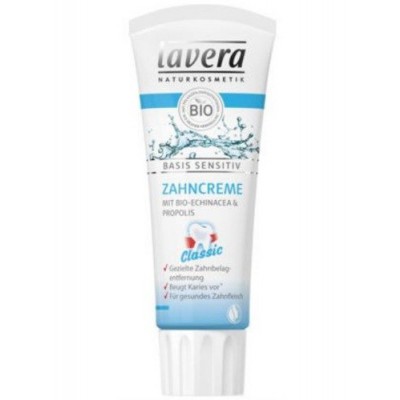Miniaturka artykułu - LAVERA  Pasta do zęb&oacute;w bez fluoru z bio-echinaceą i propolisem, 75ml