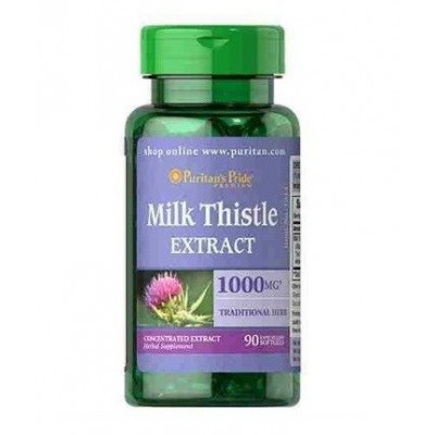 Miniaturka artykułu - Puritan's Pride Milk Thistle, Ostropest Plamisty 1000mg, 90 kapsułek
