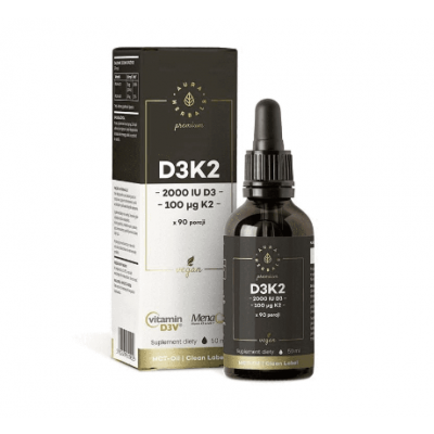 Miniaturka artykułu - Aura Herbals MenaQ7 Premium Witamina D3 K2, 50ml
