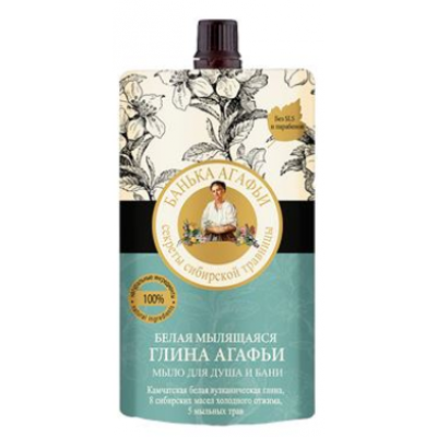 Miniaturka artykułu - Babuszka Agafia  Mydło do ciała i włos&oacute;w biała glinka, 100ml