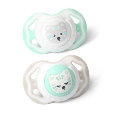 Miniaturka artykułu - BABYONO Smoczek symetryczny silikonowy 6-18m, 2 sztuki