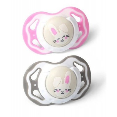 Miniaturka artykułu - BABYONO Smoczek symetryczny silikonowy 6-18m, KR&Oacute;LIKI 2 sztuki