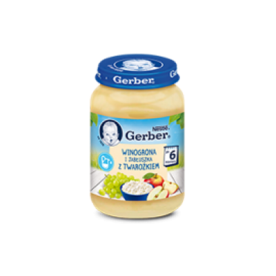 Miniaturka artykułu - GERBER Winogrona i jabłuszka z twarożkiem, 190g