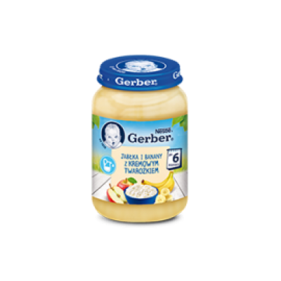 Miniaturka artykułu - GERBER Jabłka i banany z kremowym twarożkiem, 190g