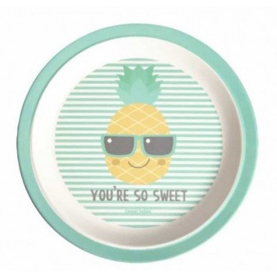 Miniaturka artykułu - CANPOL BABIES talerzyk bambusowy SO COOL, ananas - 1 sztuka