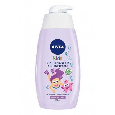 Miniaturka artykułu - NIVEA KIDS 2w1 żel i szampon, zapach owocowych żelk&oacute;w, 500ml