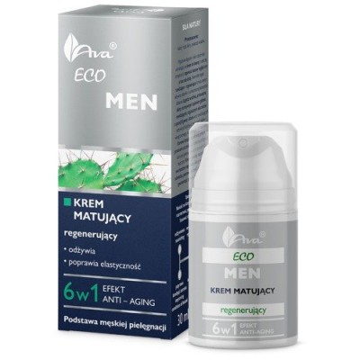 Miniaturka artykułu - AVA ECO MEN Krem matujący regenerujący 6w1, 50ml