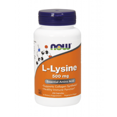 Miniaturka artykułu - NOW FOODS L-Lysine Lizyna 500 mg, 250 kaps.