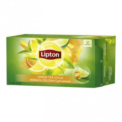 Miniaturka artykułu - LIPTON Herbata zielona cytrusowa, 40 torebek