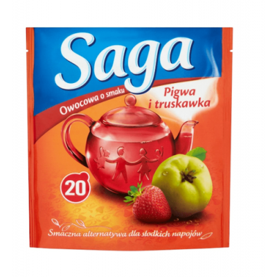 Miniaturka artykułu - SAGA Herbata owocowa truskawka i pigwa, 20 torebka