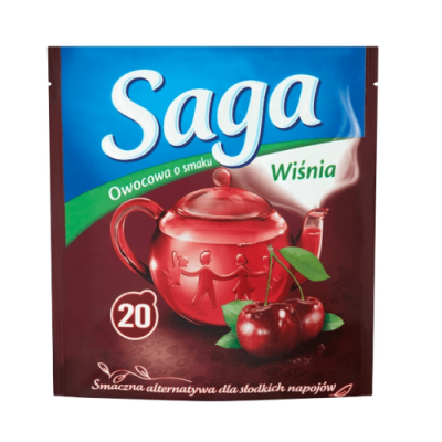 Miniaturka artykułu - SAGA Herbata owocowa wiśnia, 20 torebek
