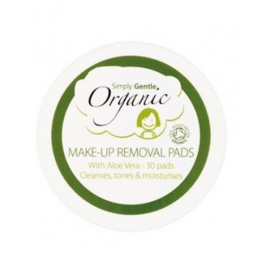 Miniaturka artykułu - Simply Gentle, Organiczne Waciki do Demakijażu Nasączone Aloesem, 30 sztuk